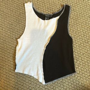 Forever 21 Black and White Colorblock Tank Top